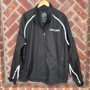 Can-Am BRP Mens Black Windbreaker Jacket‎ Reflective Mesh Lined XL